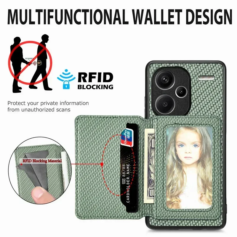 For Xiaomi 15T 14T 13T Redmi Note 13 14 Pro Plus 5G 4G RFID Leather Wallet Back Case For Poco F8 Ultra F7 X7 X6 F6 M6 Pro Cover