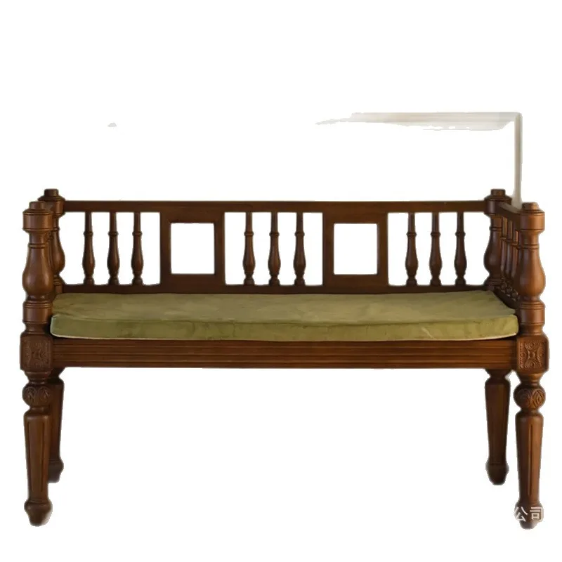 Cx medieval solid wood sofa retro old shoe changing stool small apartment begonia flower glass bench