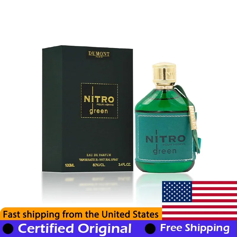 

Dumont Nitro Green Eau de Parfum Spray 100 ML Original Arab Perfumes Lasting Luxury Aromatic Fougere Pheromone Perfume 3.4 Ounce