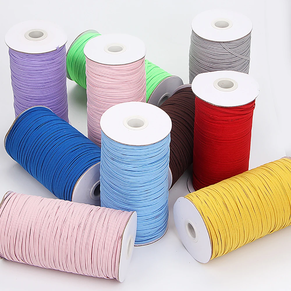 10m 3mm Multicolor Polyester Latex Flat Elastic Band DIY Sewing Clothing Bags Trouser Elastic Webbing Rubber Band Stretch String