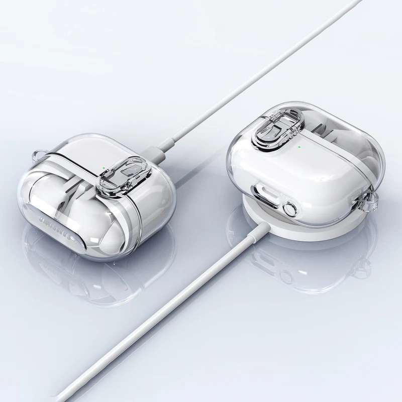 حافظة جديدة 2025 لهاتف سامسونج جالاكسي Buds 3/3Pro قفل آمن شفاف Fundas لهاتف سامسونج جالاكسي Buds 3 Buzz 3 Pro مع سلسلة مفاتيح