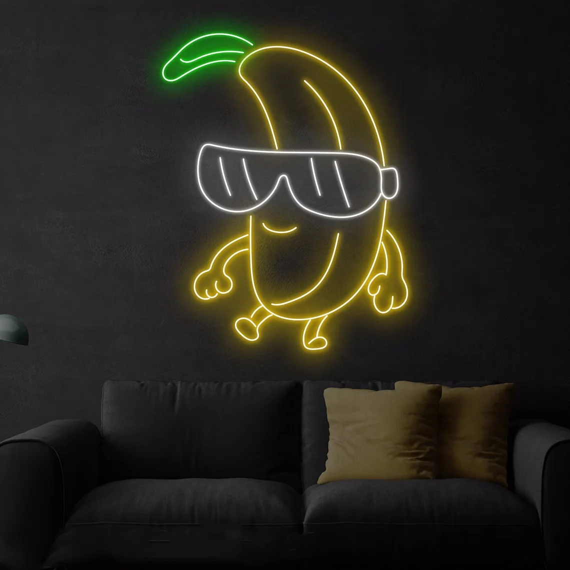 Banana Wearing Sunglasses Neon Sign Custom Neon Sign Banana Store Fruit Shop Wall Decor Light