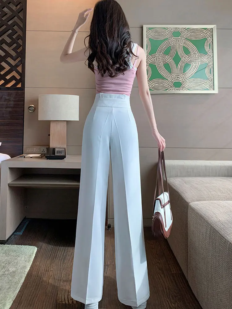 JXMYY 2024 Pure Relief New High-Waist Zipper Loose Drape Thin Section Women's Wide-Leg Straight Suit Slim And Versatile Trousers