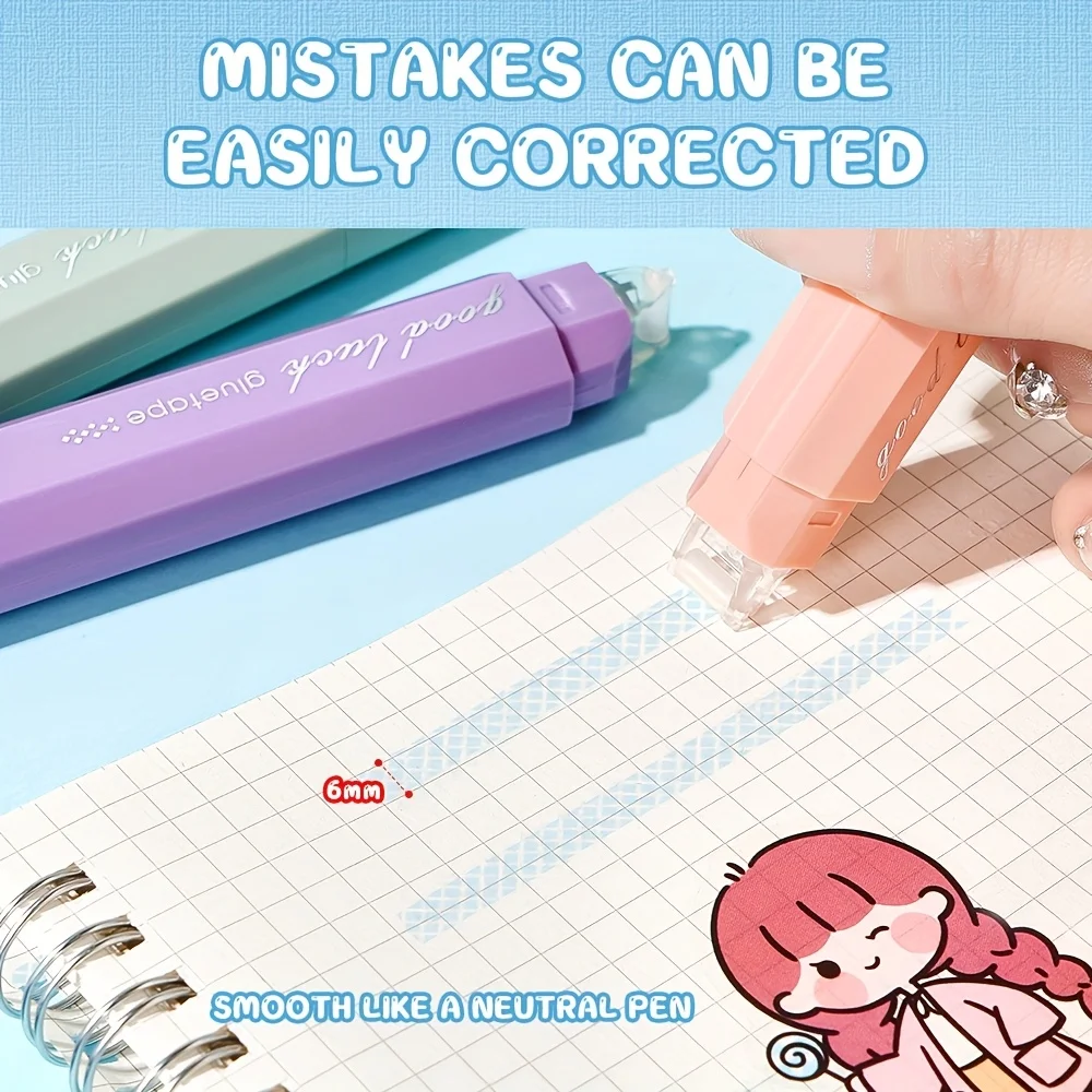 4 قطع أقلام توزيع ذات سعة كبيرة على الوجهين، لاصقة سلسة، مناسبة لسجلات القصاصات والقرطاسية المكتبية DIY