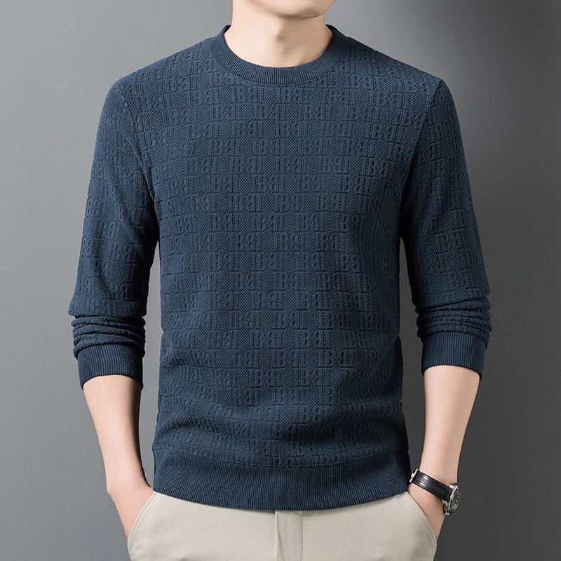 Herren-Pullover mit Rundhalsausschnitt, aus dickem Strick, mit Fleece-Futter, Jacquardmuster, lange Ärmel, weicher, warmer Stoff, für den Innen- und Außenbereich, Winter, Freizeitkleidung. – Detail 22