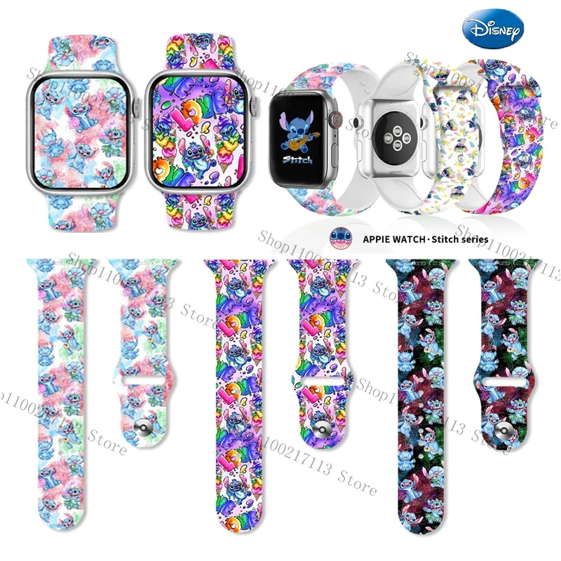 

Disney Stitch print strap For iwatch S8765432SE full series cute Angel print for Replacement watch band 38mm-45mm birthday gifts