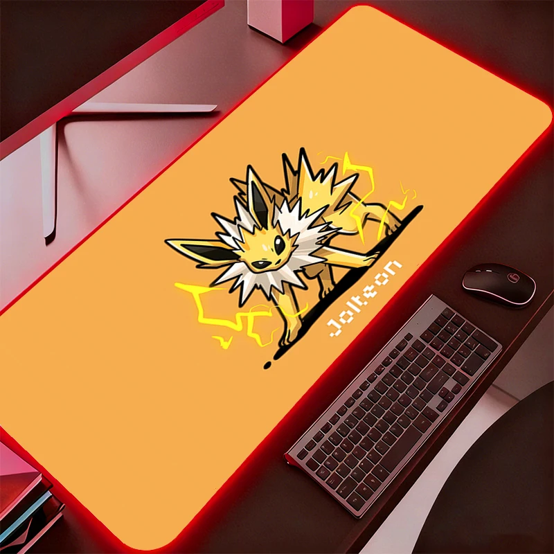 

Коврик для мыши Pokemon Pikachu, прочный игровой коврик с RGB-подсветкой, коврик для мыши XXL, большой коврик для клавиатуры, светодиодный игровой коврик для стола