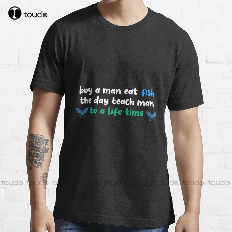 Buy A Man Eat Fish The Day Teach Man To A Life Time Joe Biden T-Shirt Red Tshirts For Women Custom Aldult Teen Unisex Xs-5Xl