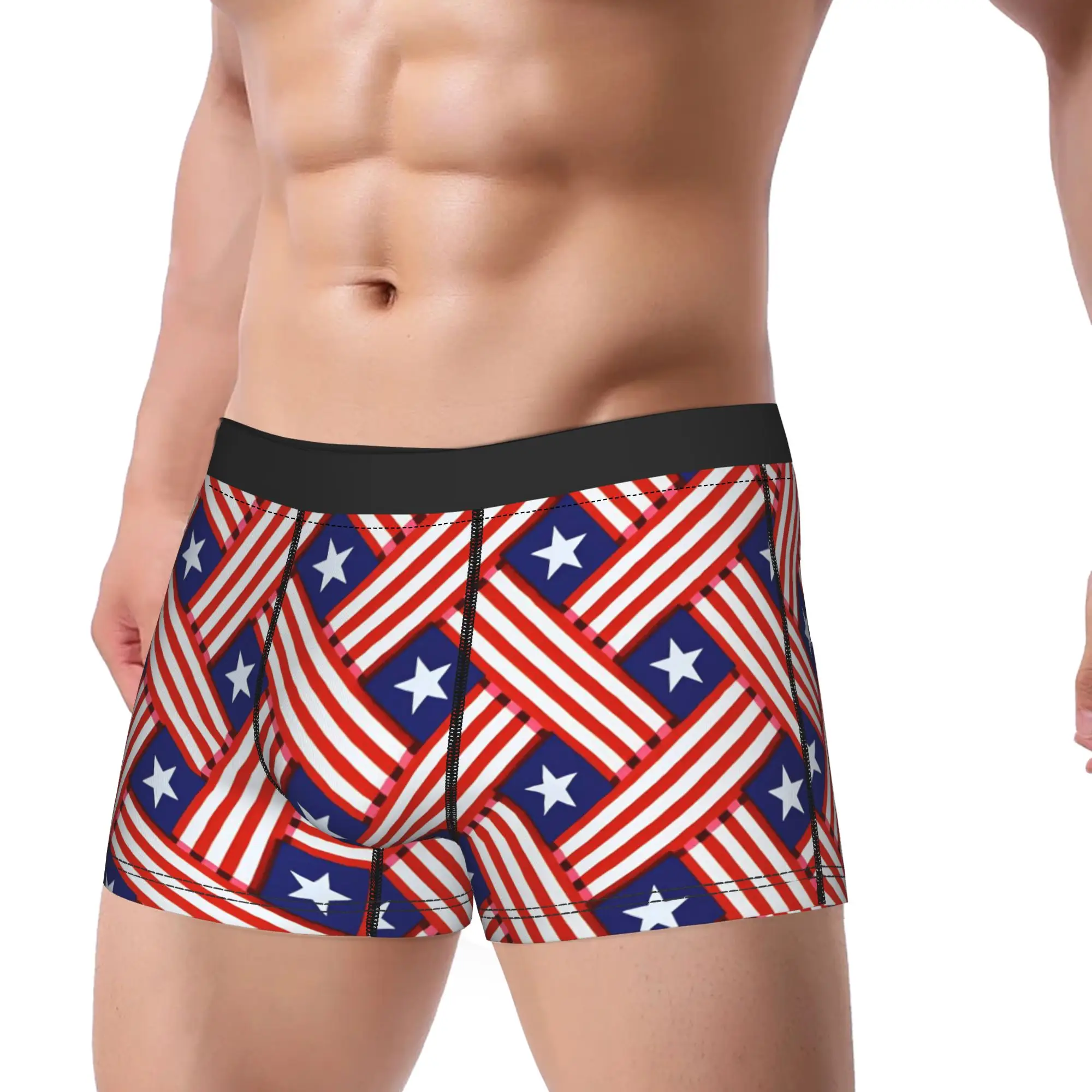 Patriotism American Flag Boxer Shorts  3D Pouch Underwear Hot Sale Customs Boxer Brief Novelty Male Underpants Plus Size