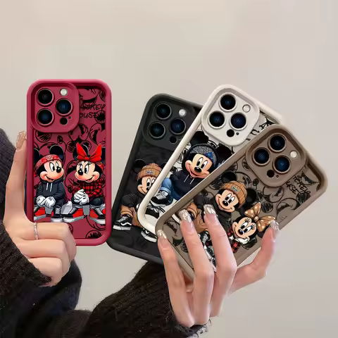 Trendy Mickey Minnie Mouse Couple Case For Samsung Galaxy S25 Ultra S23 S22 S24 Plus FE Note 20 Ultra A06 A07 A05 A05S A04 A04E
