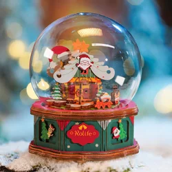 Robotime Rolife Christmas Town Music Box Crystal Ball Birthday Gift for Girls Children Christmas Gift Music Crafts