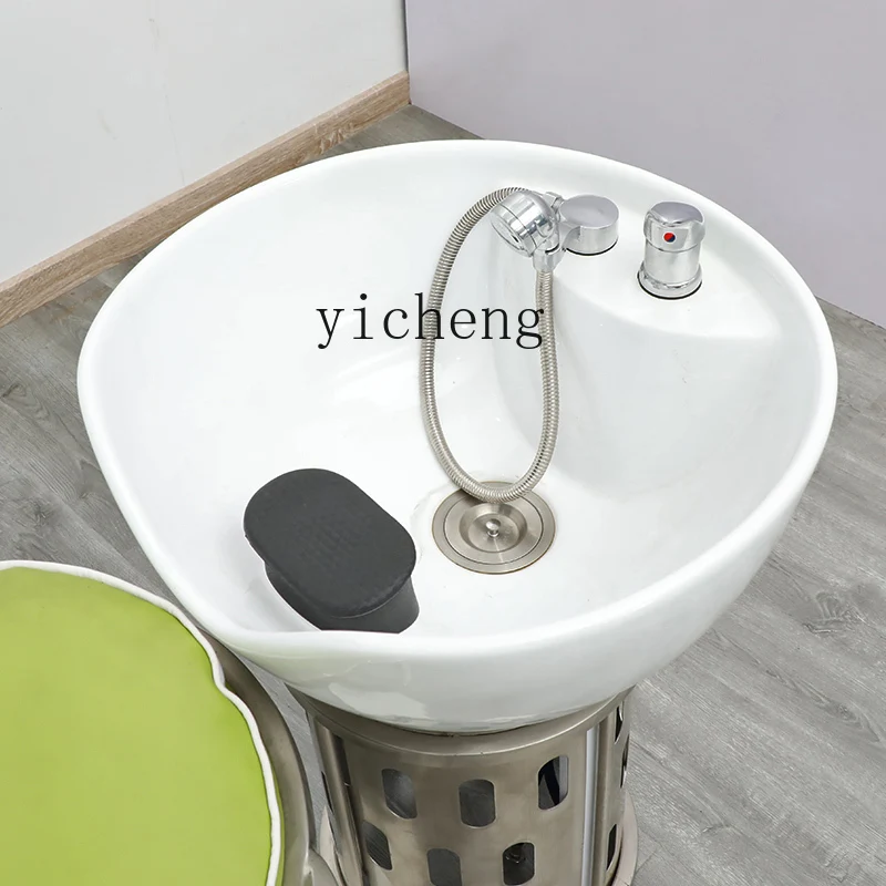 Yy Hair Salon Shampoo Chair Hair Salon Flushing Bed Ceramic Basin Lying Half Shampoo Chair