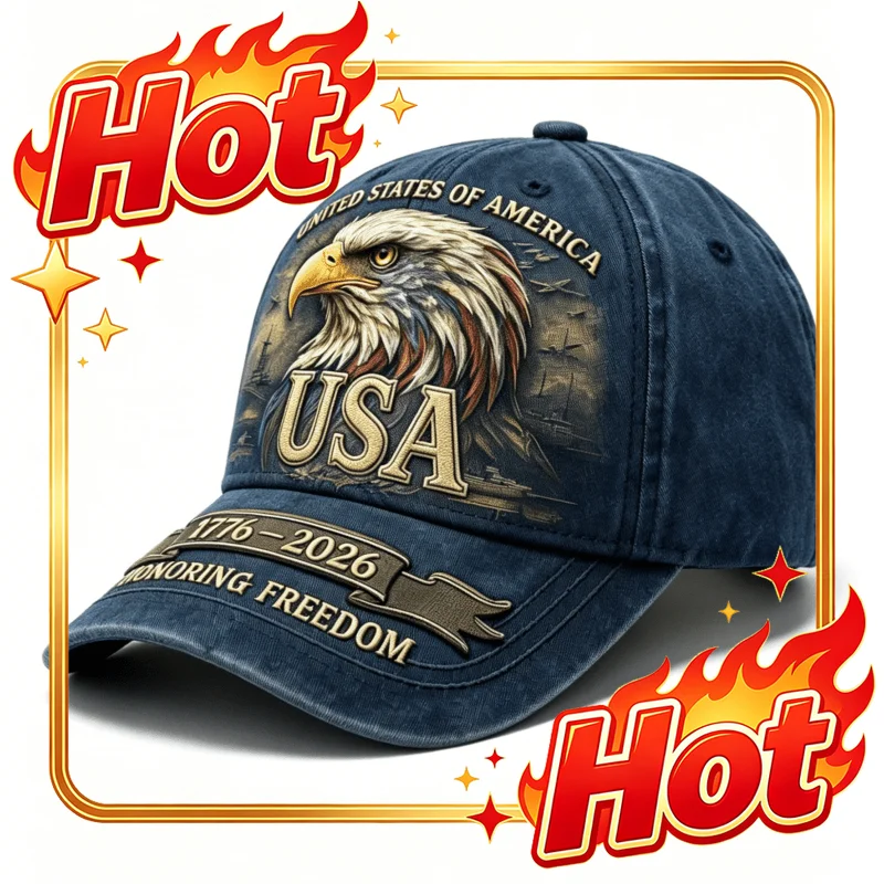 Custom Vintage Washed Adjustable Usa 1776 2026 Honoring Freedom Eagle Themed Baseball Cap Patriotic Casual Hat With Collectible