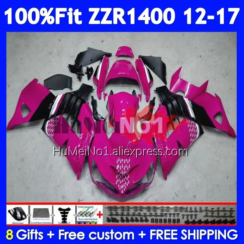 Rose Black Body For KAWASAKI NINJA ZZR1400 ZZR 1400 12 13 14 15 16 17 230No.120 ZZR-1400 2012 2013 2014 2015 2016 2017 Fairing