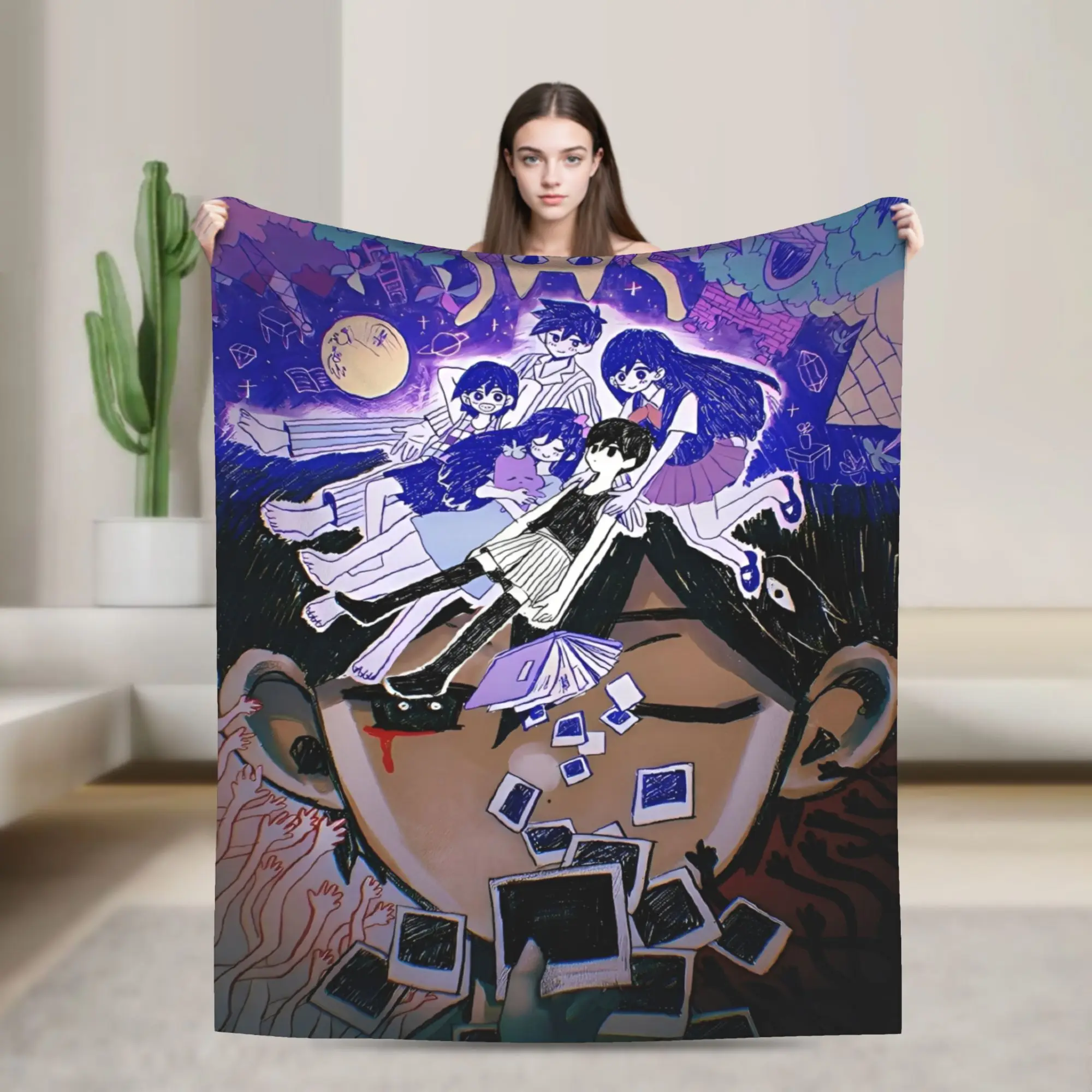 Omori Hot Game Printed Soft Blanket  Decorative Plush Throw Blanket Comfortable Couch Chair Flannel Bedspread Sofa Bed Cover