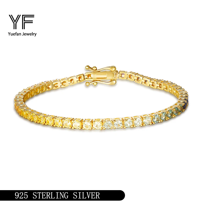 

925 sterling silver Bracelet Lab-Grown Gemstones bracelets Rainbow 3.0mm Tennis Bracelet with Light Luxury Design Gift