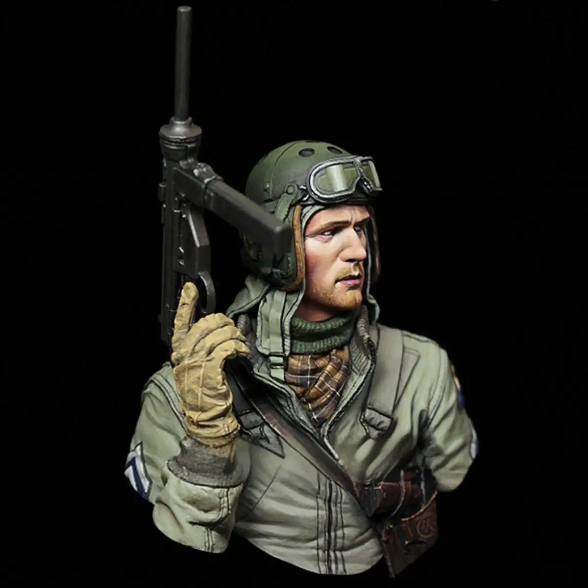 1/10 resin bust model, American tank soldier figurine white mold, handmade, military theme, unassembled and colored