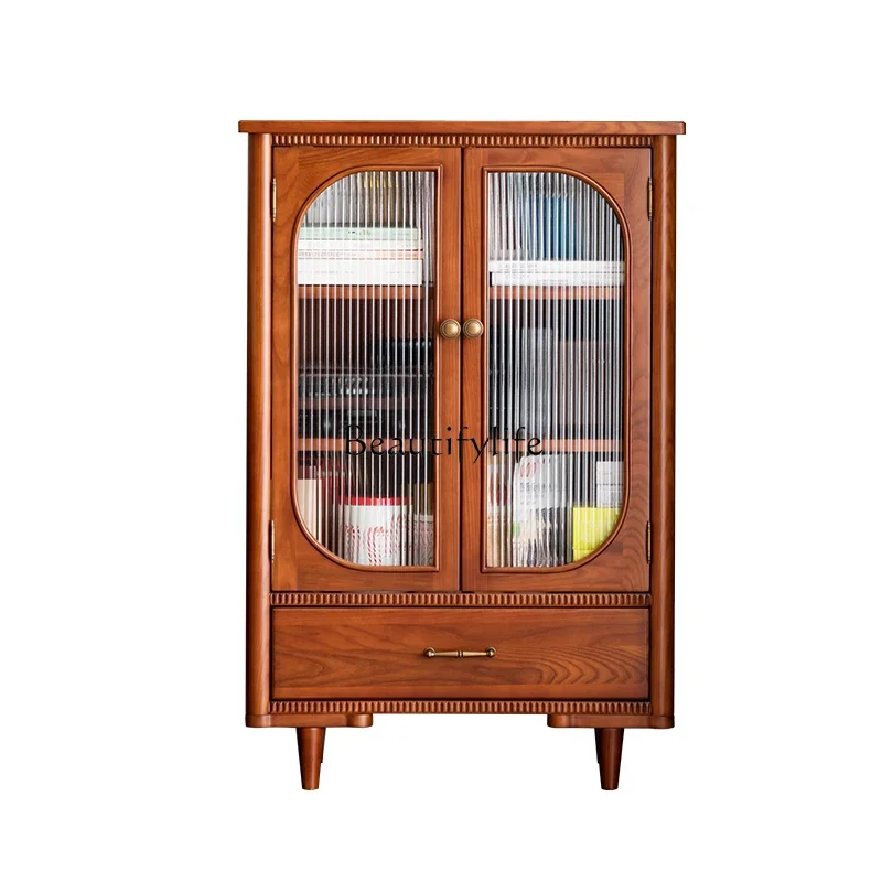 

Solid wood side cabinet French retro dining side cabinet living room full solid wood storage