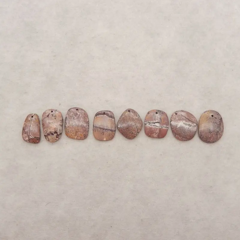 8PCS Chohua Jasper Pendants Assorted Shapes Handcrafted Natural Earthy Brown Gemstone for Boho Artisanal Jewelry Making