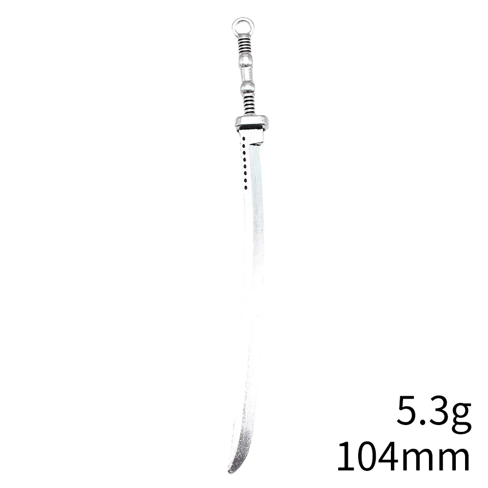 20pcs 104mm(4.09inch) Antique Silver Color Acgn Cosplay Sword, Gun, Sword And Halberd Charms Pendants - view 4