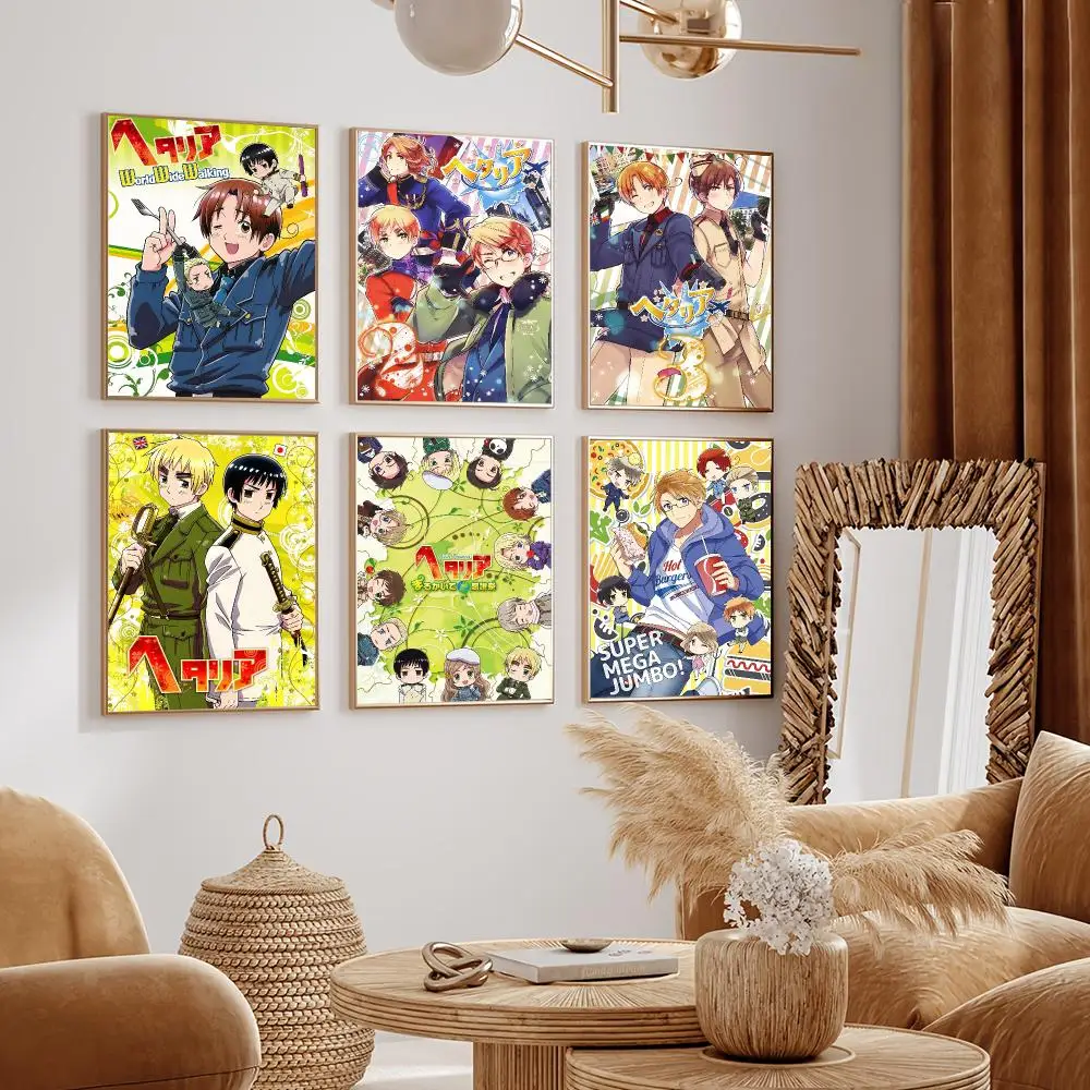anime Hetalia Trendy Classic HD Self-Adhesive Waterproof Art Poster Room Decor, New Arrival On Sale