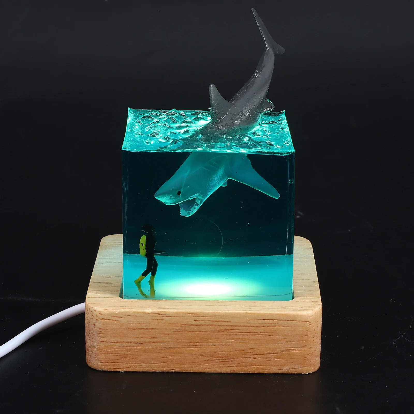 Lights Resin Whale Statue Bedroom Decor Mini Figurines Lamps Colored Animal USB Gifts Small Ocean Resin