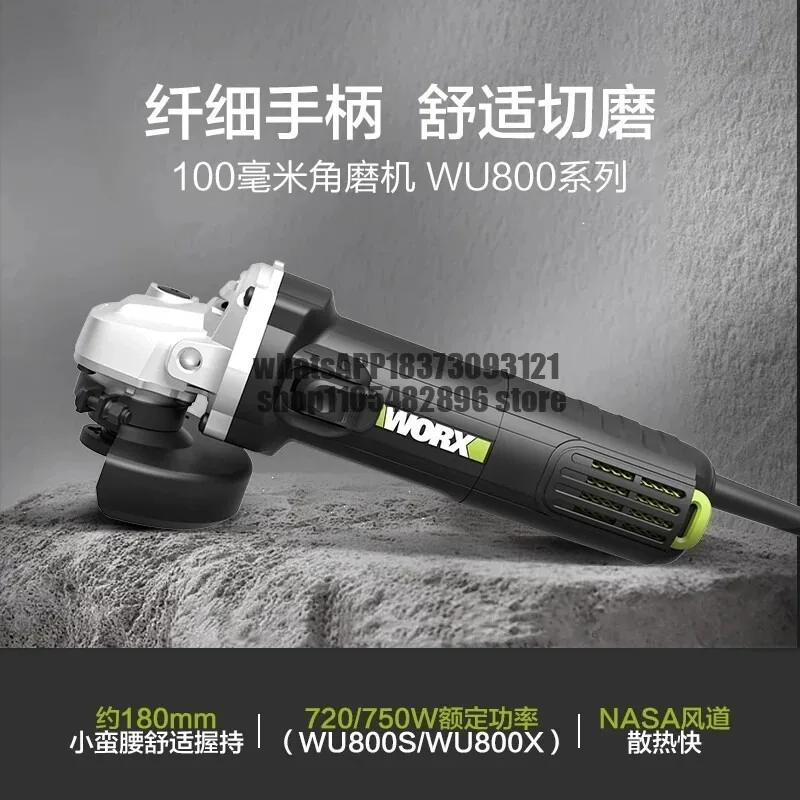 Electric Angle Grinder Genuine WU800 Small Handheld Grinder Cutting and Polishing Hand Grinder