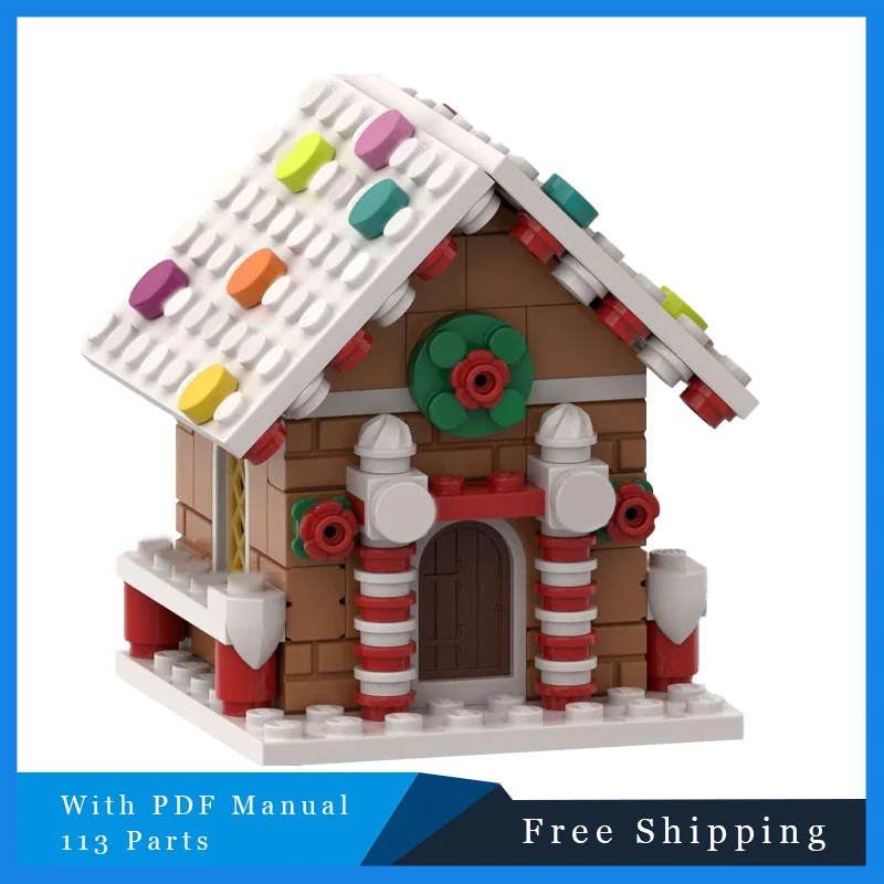 

113 шт. модульный строительный блок серии MOC, модель рождественского коттеджа, детские развивающие игрушки для самостоятельной сборки, подарок на день рождения-сюрприз