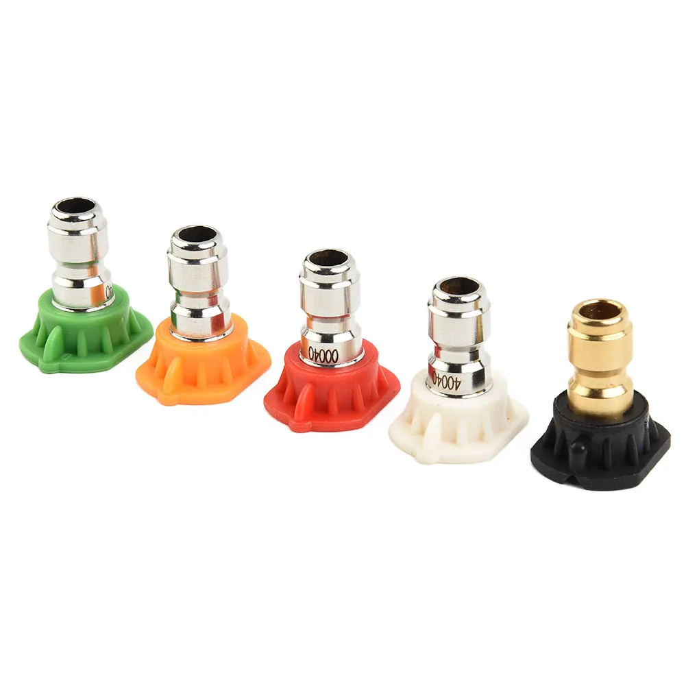 5Pcs/set 1/4 Inch Quick Connect Garden High Pressure Washer Spray Nozzle 0 15 25 40 Degree Watering Soap Nozzle Tip