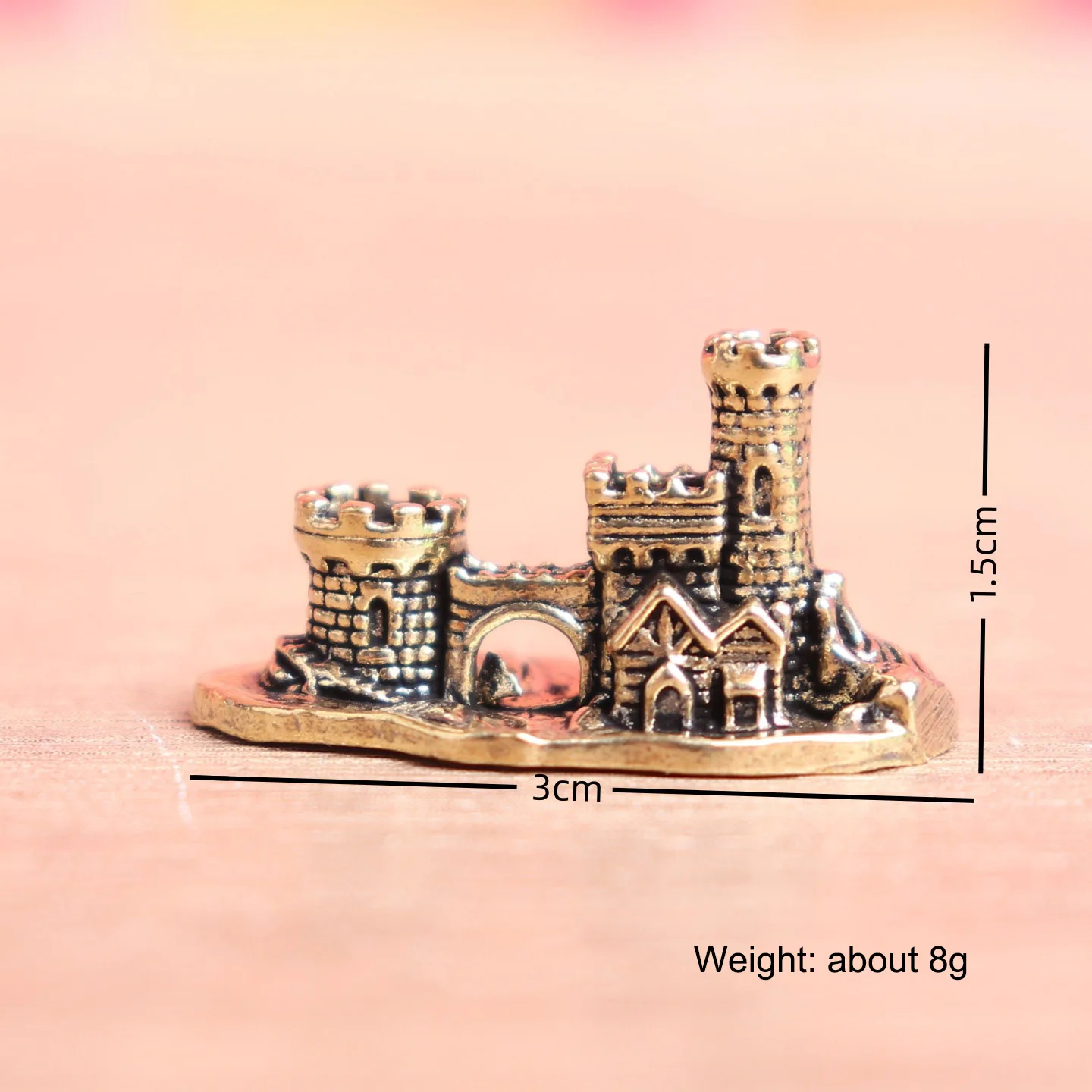 Ancient Castle Small Statue Brass Western Style House Figurine Micro Landscape Desktop Ornament Home Decoration Crafts Accessory