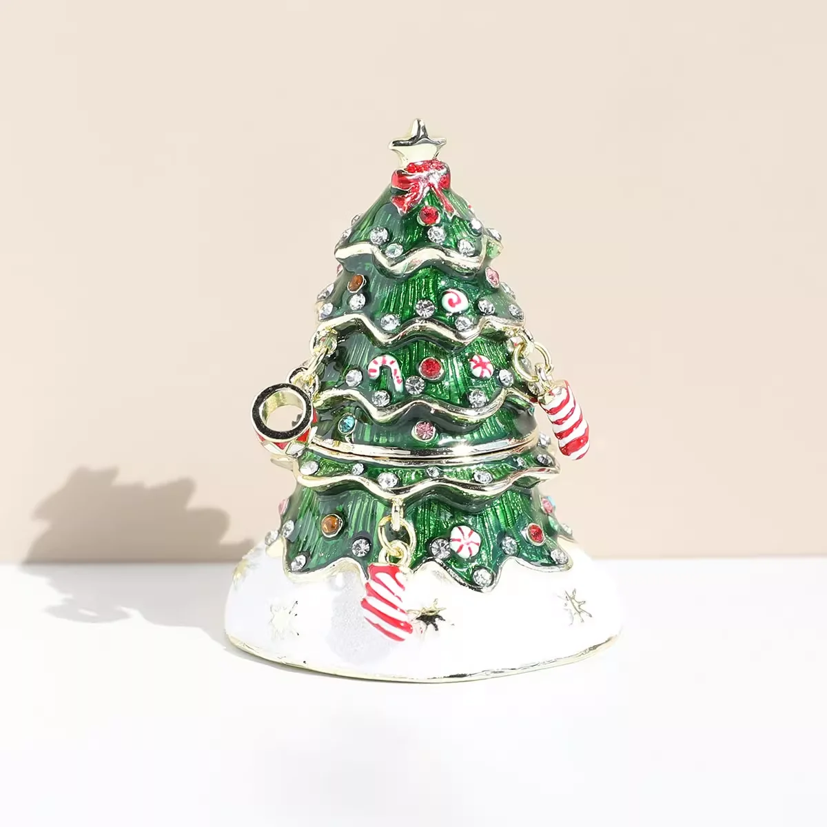 

Handmade Enamel Colored Drawing Christmas Trees Jewel Case Jewelry Storage Box Metal Handicraft Home Furnishing Articles