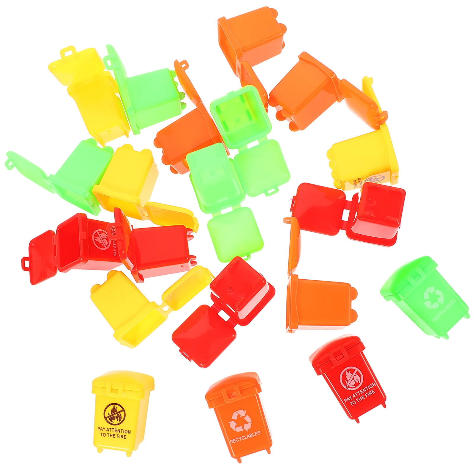 20 Pcs Set Mini Trash Can Child Junk Case Small Cans Plastic Garbage Truck Party Favors Sorting Bin Toy