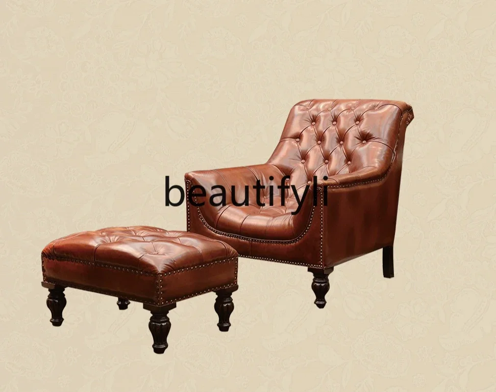 American rosewood leather sofa leisure chair modern simple and beautiful extended four-person sofa tiger chair