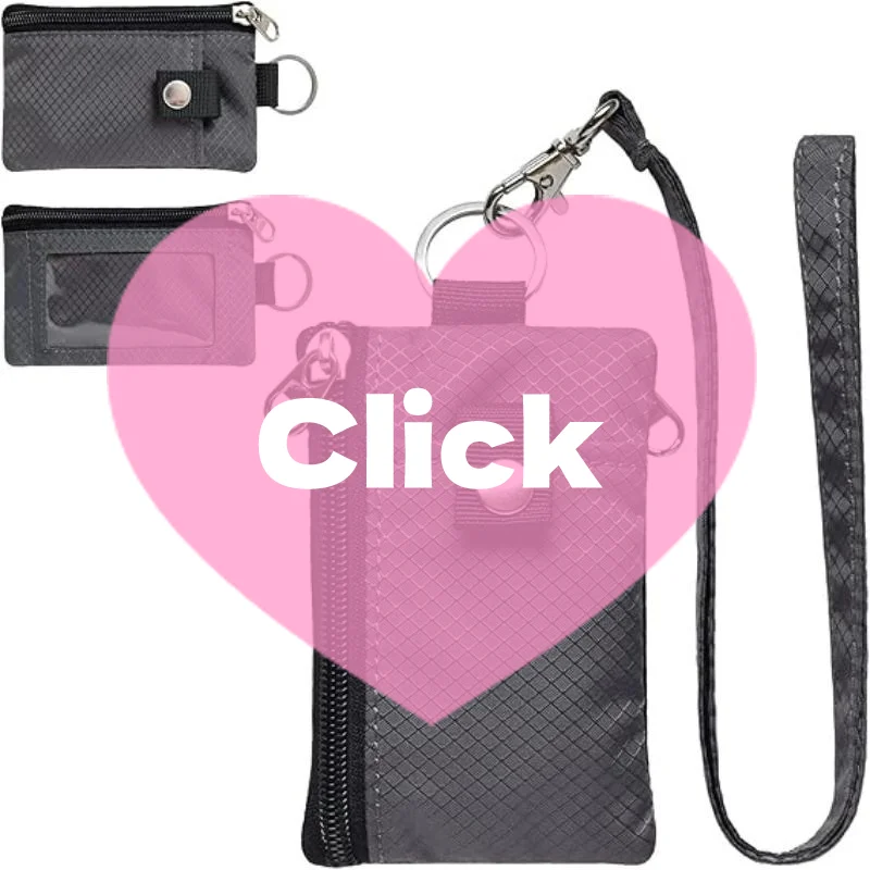 Badge Holder With ID Window Small Wallet Waterproof Anti-Theft Travel Keychain Wallet Men Women Slim Zip Card Lanyard Wallet