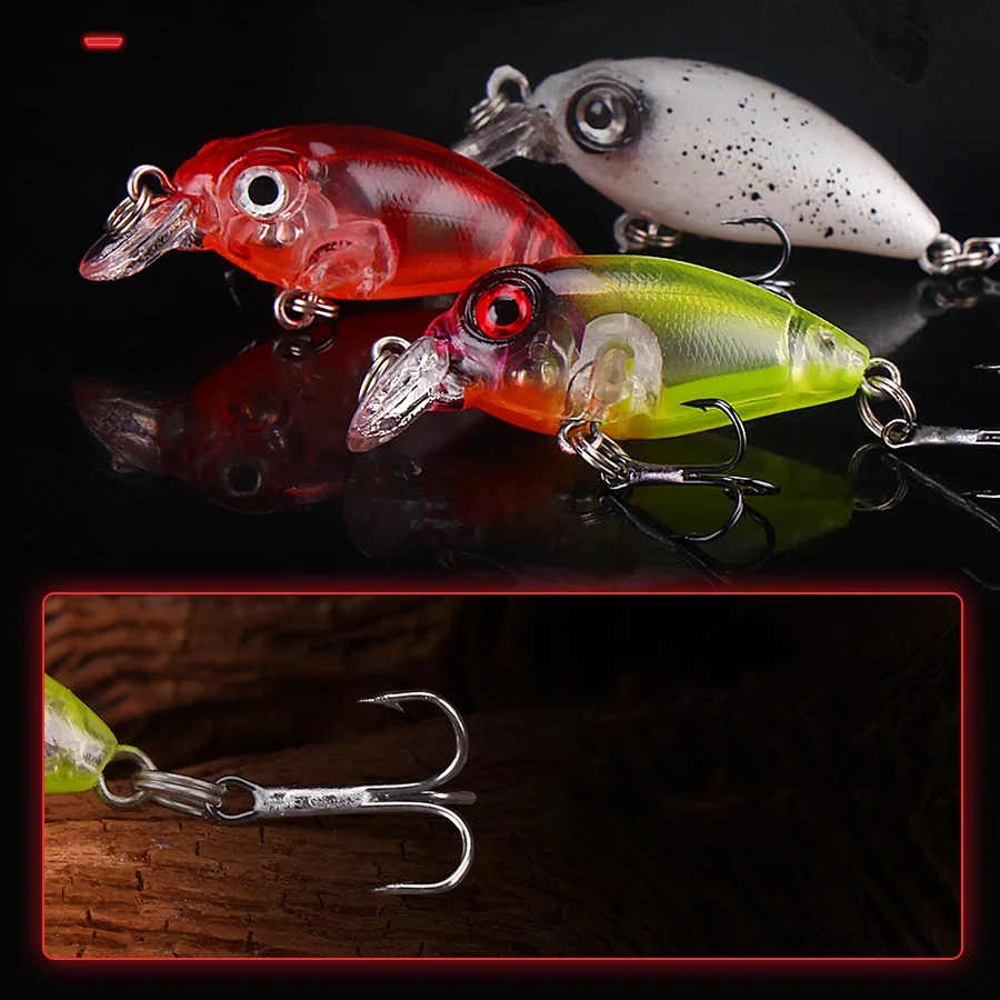 Fishing Lure Crank Bait  Artificial Hard Bait Glow Wobblers 3.7cm/2.6g Mini Minnow Stream Lures Lot 5 Pieces Sale