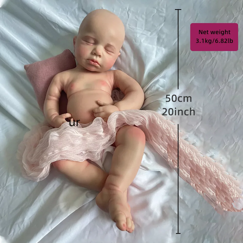 20-calowa silikonowa lalka Bebe Reborn Loulou Realistyczna dziewczyna Miękkie lalki dla niemowląt Diy Niestandardowa kolekcja zabawek Prezent na Boże Narodzenie