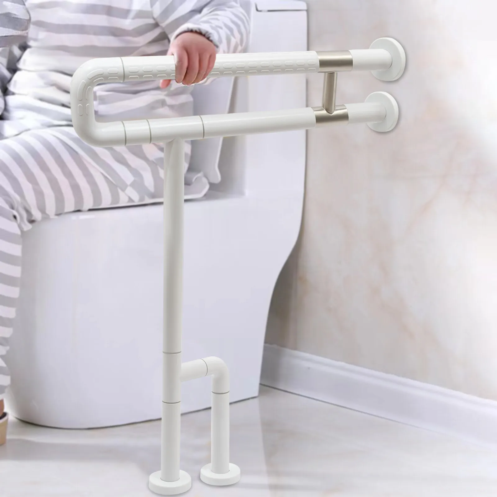 قضيب إمساك من الفولاذ المقاوم للصدأ غير قابل للانزلاق للحمام - مقبض أمان لكبار السن والمعاقين واستخدام الحمام #1