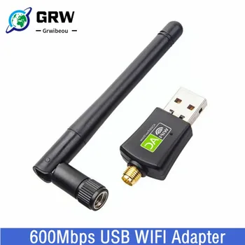 Grwibeou adattatore USB da 600Mbps con Antenna Dual Band 5Ghz 2.4Ghz Wireless Network Card Plug and Play per PC Laptop Driver gratuito