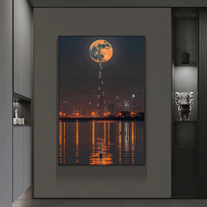 

Home Decor Modern Art Painting City Night Scenery Water City Planet City Bedroom, Living Room, Study, Restaurant Decor Painting