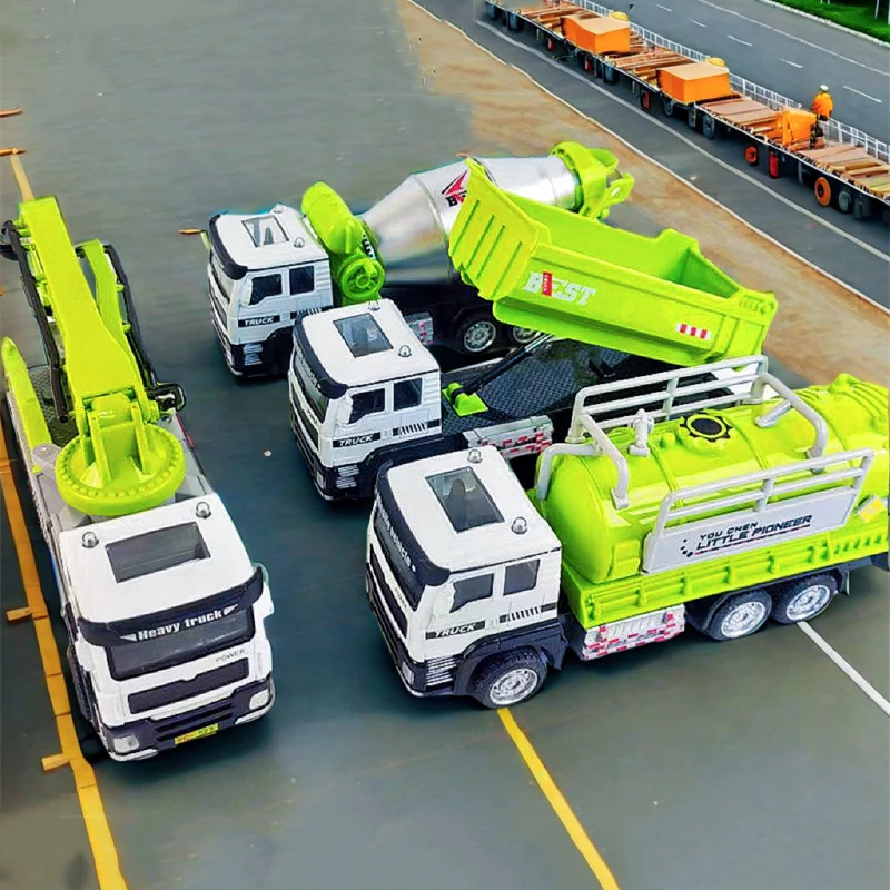 New Imitation Alloy Inertial Engineering Vehicle Toys Engineering Car Models Mixing Truck Oil Tank Truck Diecast Children Gifts