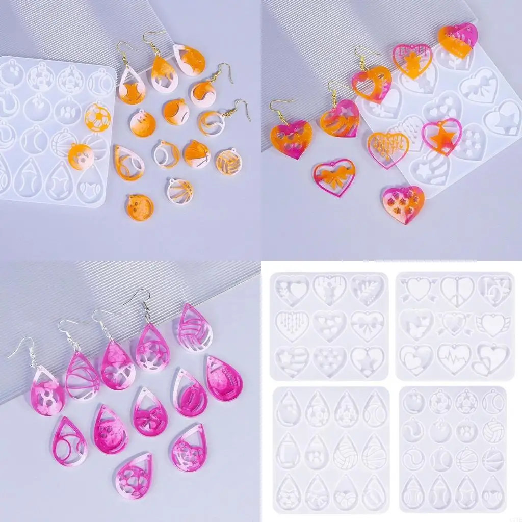 

4Pieces Creative Silicone Molds Pendant Molds for Football Themed Earrings Suitable for Handmade Jewelry and Accessories