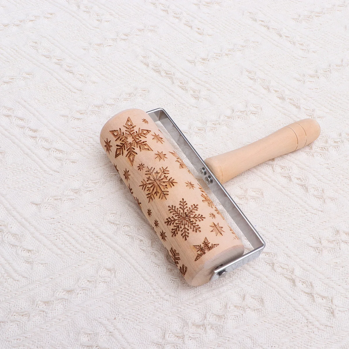 Kerstgravure Sneeuwvlok Houten Deegroller voor Bakken Embossing Fondant Marsepein DIY Koken Ambachtelijke Projecten