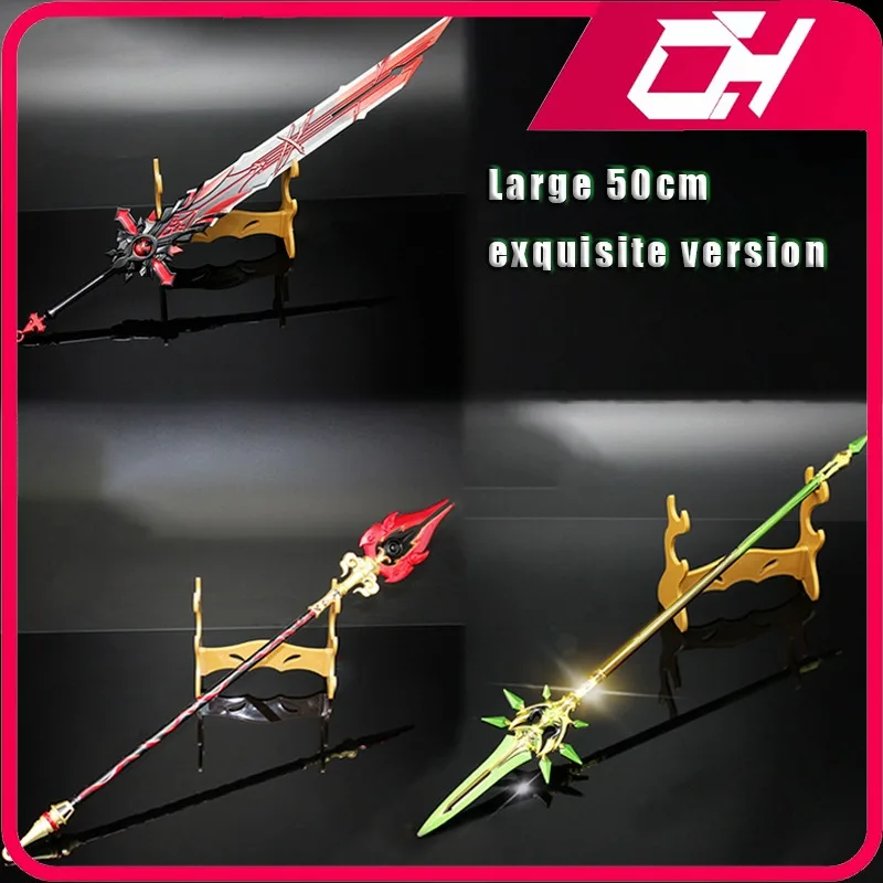 50 cm Wolf's Grafsteen Genshin Impact Game Randapparatuur Zwaard Model Metaal Materiaal Samurai Zwaard Spel Randapparatuur Speelgoed Geschenken jongens