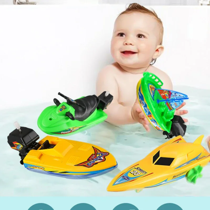 Children's Water Playing Boat Baby Color Recognition Yacht Speed Boat Sailing Motorboat Summer Water Playing Shower Toys