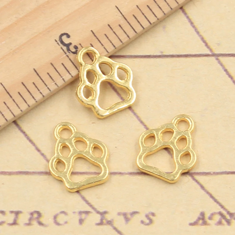 30pcs Charms Dog Paw 13x11mm Tibetan Bronze Silver Color Pendants Antique Jewelry Making DIY Handmade Craft