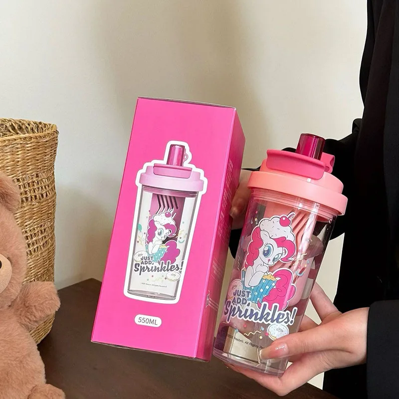 My Little Pony 550ml Water Cup with Straw Purple Twilight Sparkle Portable Tea Drinking Bottle for Summer Travel Perfect Gifts