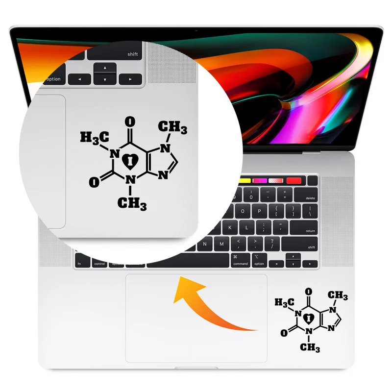 Caffeine Molecule Vinyl Laptop Stickers for Macbook Air Pro 14  Retina 13 15 Inch Mac Skin Google Notebook Custom Trackpad Decal