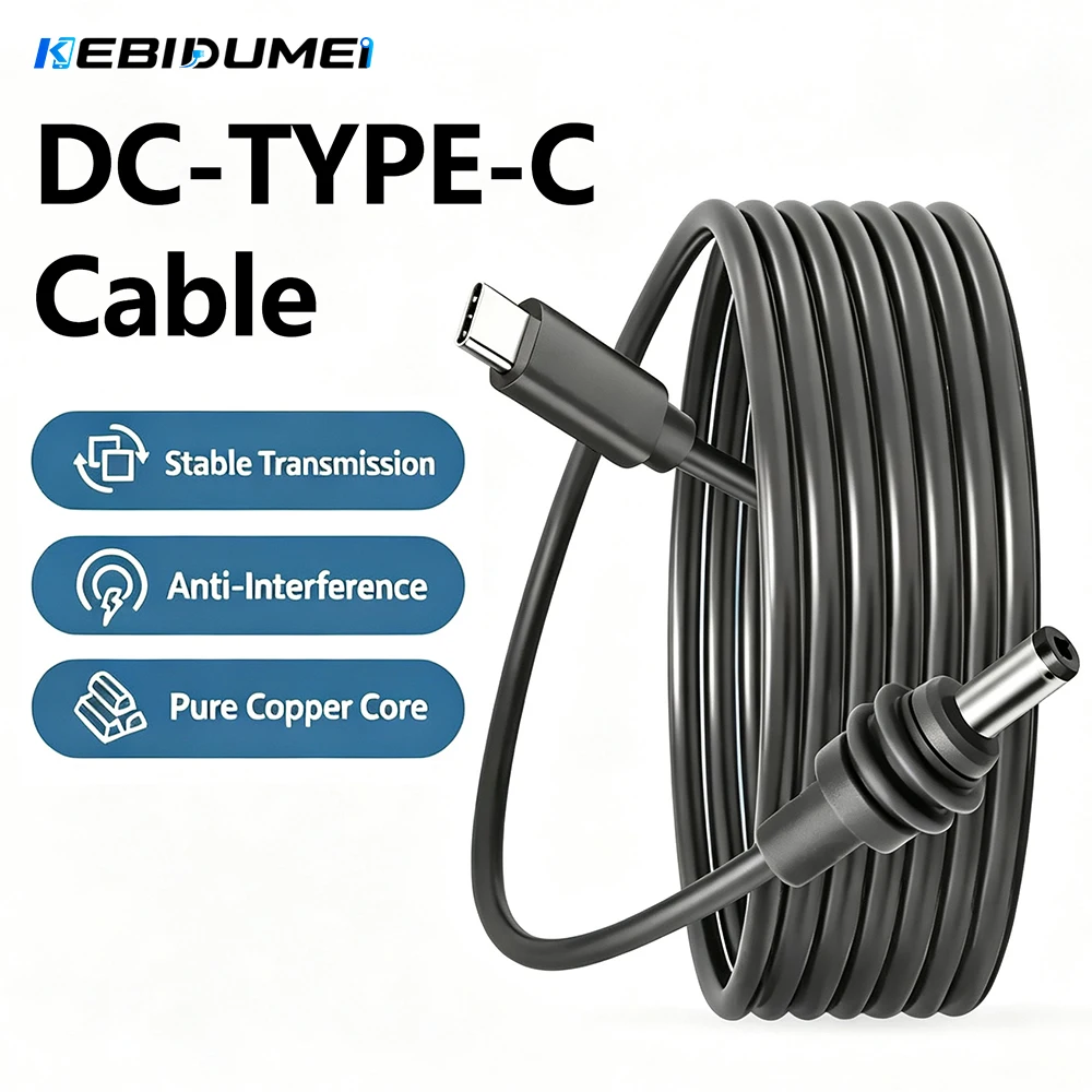 Kebidumei Mini Cable 2 Meter For Starlink Mini DC Power Type-C Input Replacement Cable Waterproof Outerdoor Barrel Jack Chargin