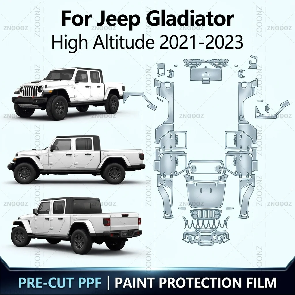 For Jeep Gladiator High Altitude 2021-2023 8.5Mil Precut PPF Paint Protection Film TPU Full Vehicle Glossy Clear Matte Black