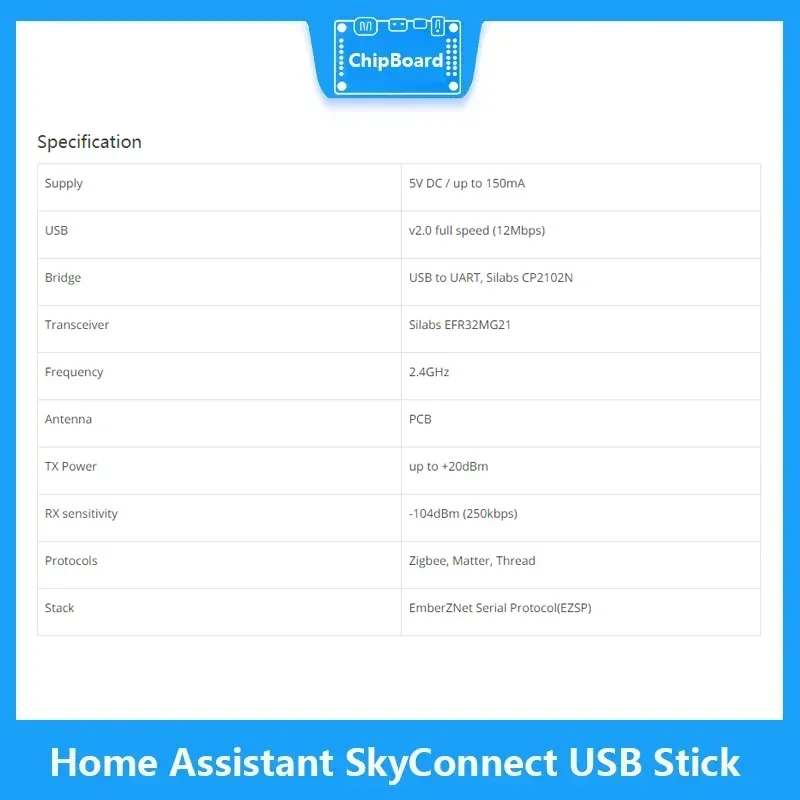 Imagem -02 - Home Assistant Skyconnect Usb Stick Compatível com Zigbee Thread Matter Ideal para Smart Home